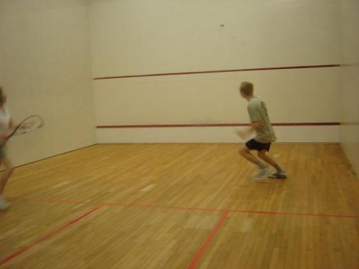 Playing my mum at racketball